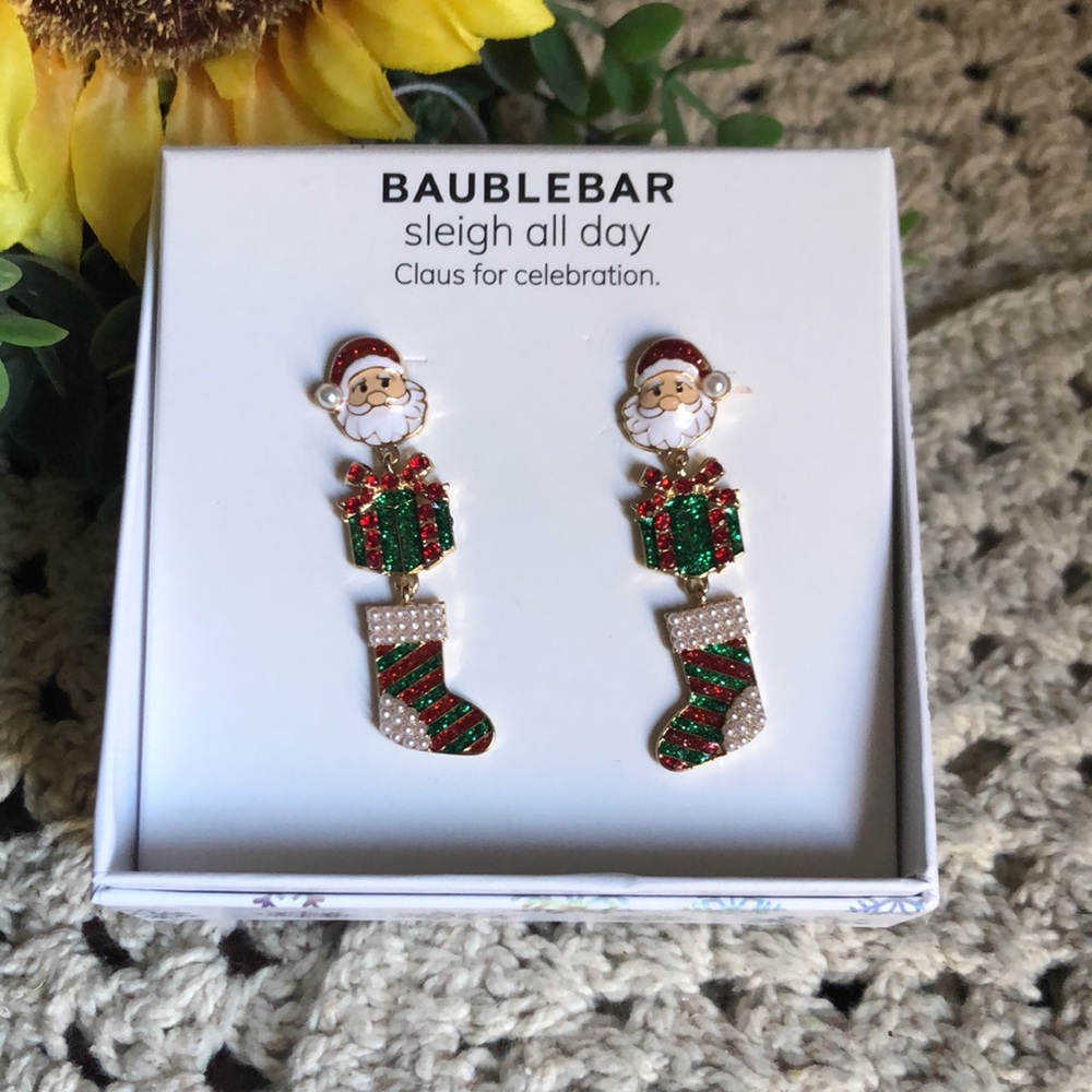 BaubleBar Christmas Santa and Gift Earrings - SLEIGH ALL DAY - Picture 6 of 6